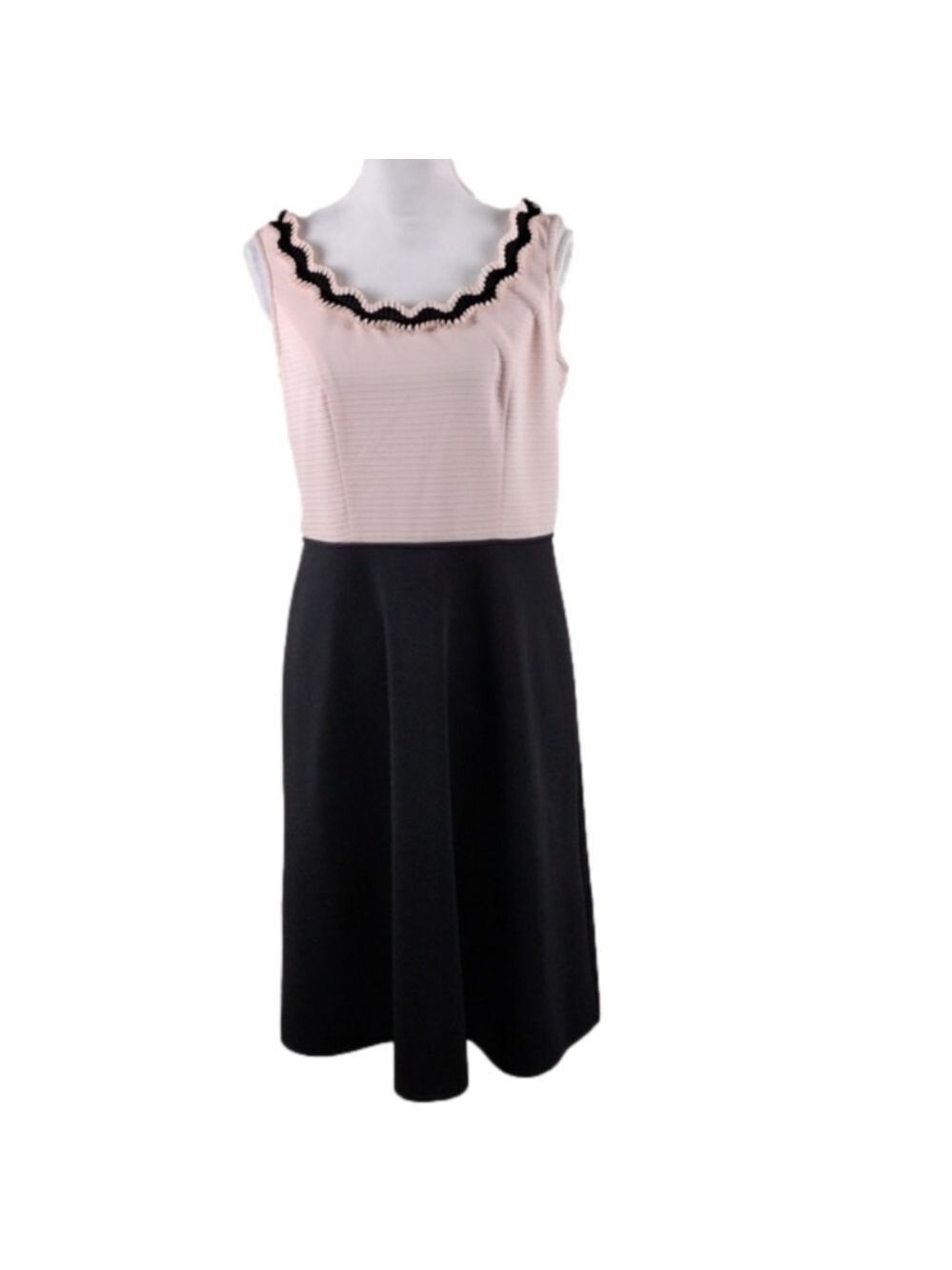 Maya Brooke Black Pink Scoop Neck Sleeveless Knee Length A-Line Sheath Dress